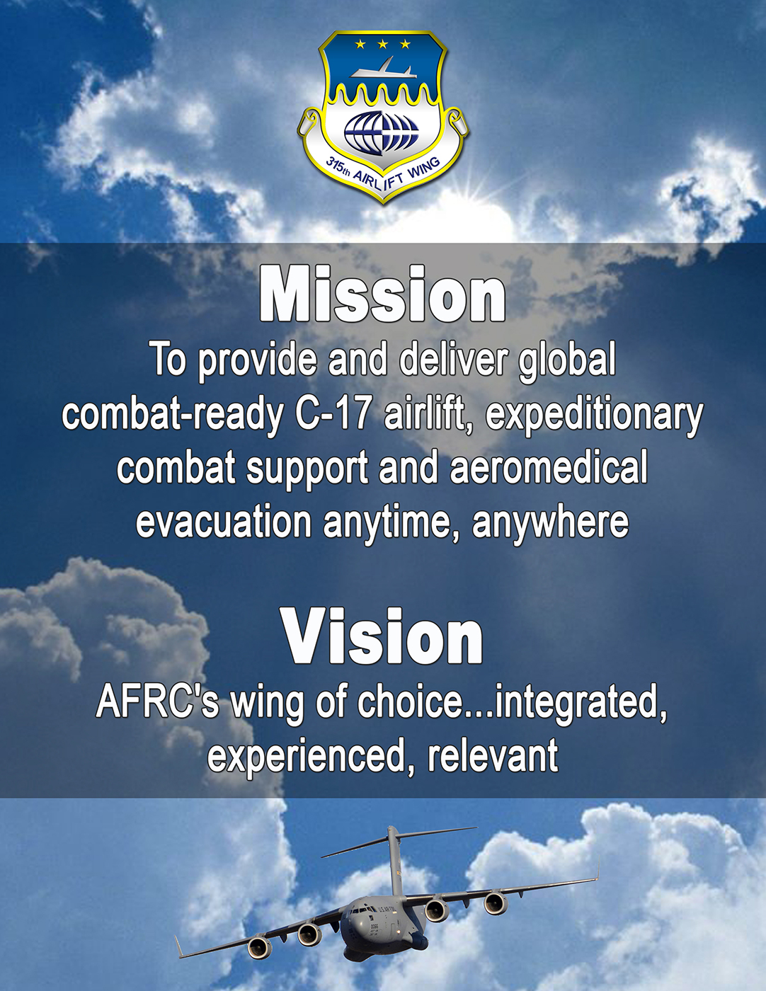 315 AW Wing Mission & Vision