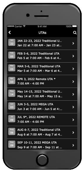 Use the Wing App UTA Schedule
